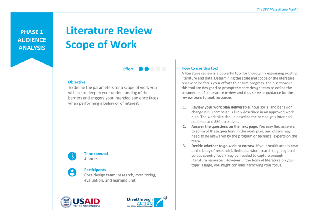 Literature Review Scope of Work