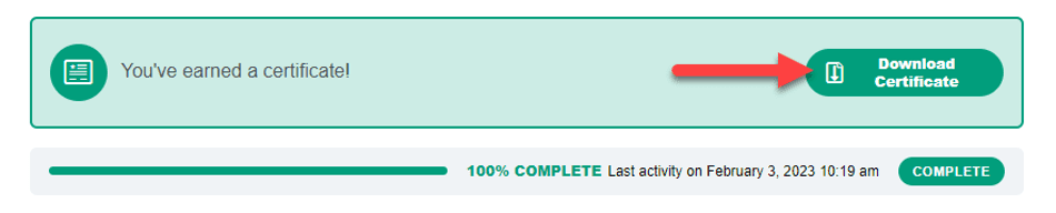 Click « Download Certificate » after completing the « Course Feedback » form.