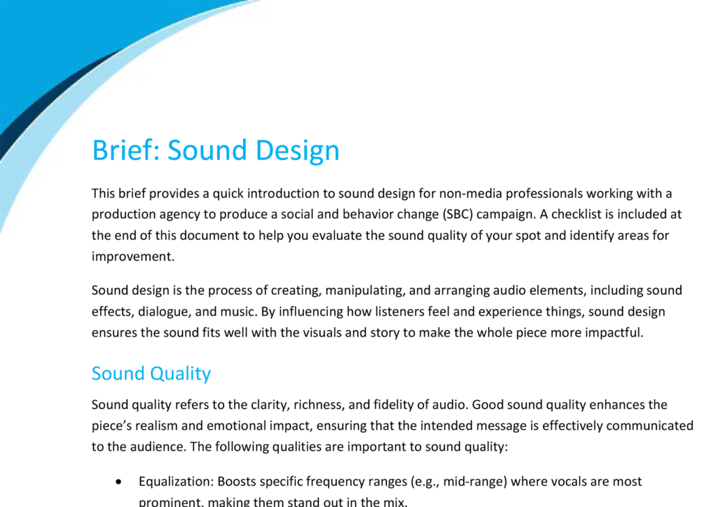 Sound Design Brief
