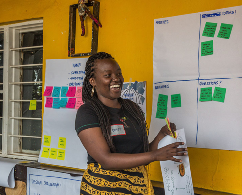 University student participates in a co-design workshop in Rwanda
